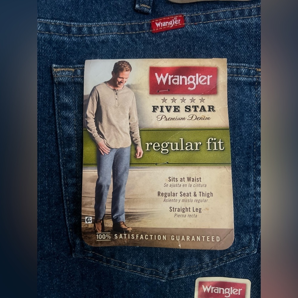 Wranglers Five Star Jeans Men's 38 x 30 Regular Fit Workwear Office Dad NWT - Picture 4 of 5
